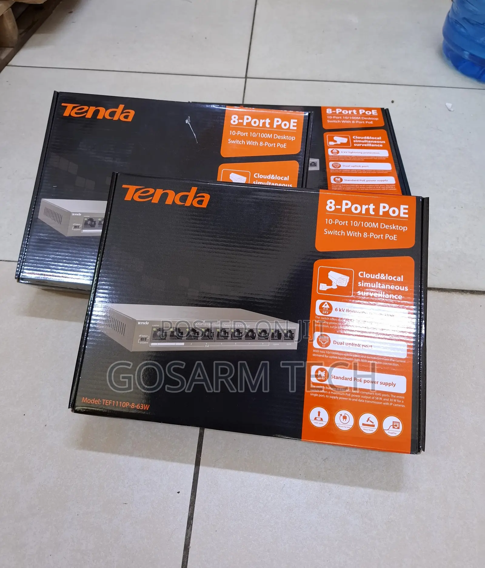 Tenda 8port PoE Switch for IP Cameras 2 Gigabit Uplinks TEF1105P-4-63W