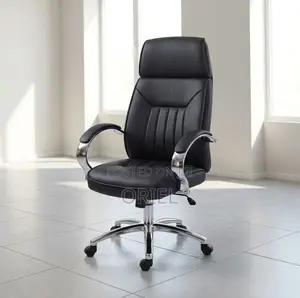 Office Chair : Executive Black Padded Leather Office Chair
