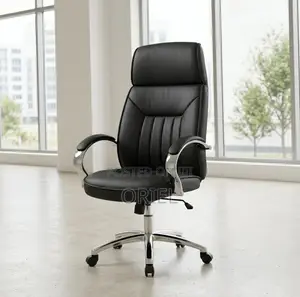 Office Chair : Executive Black Padded Leather Office Chair