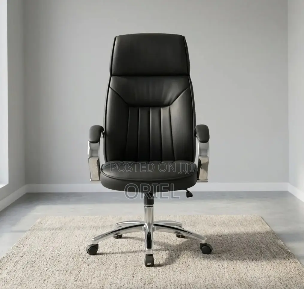 Office Chair : Executive Black Padded Leather Office Chair