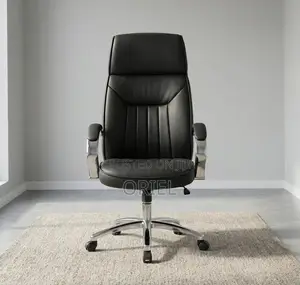 Office Chair : Executive Black Padded Leather Office Chair