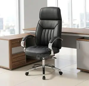 Office Chair : Executive Black Padded Leather Office Chair