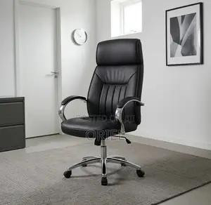 Office Chair : Executive Black Padded Leather Office Chair