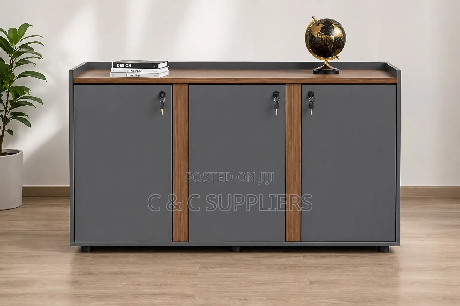 3-Door Credenza Storage Cabinet.