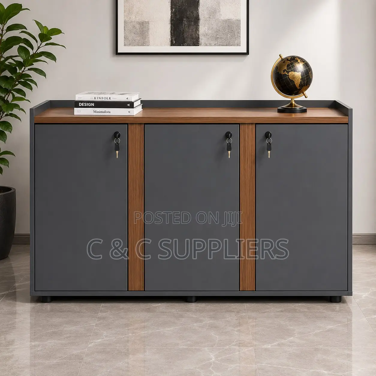 3-Door Credenza Storage Cabinet.