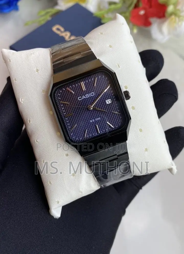 Black s.steel Strap / Dial Casio MTP-B185 Series Square Watch,