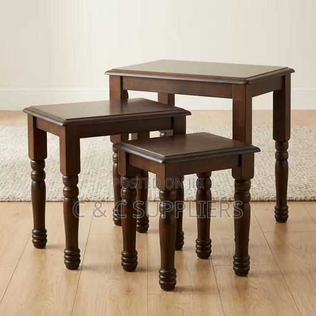 3-Piece Mahogany Nest of Stools - thumbnail 2
