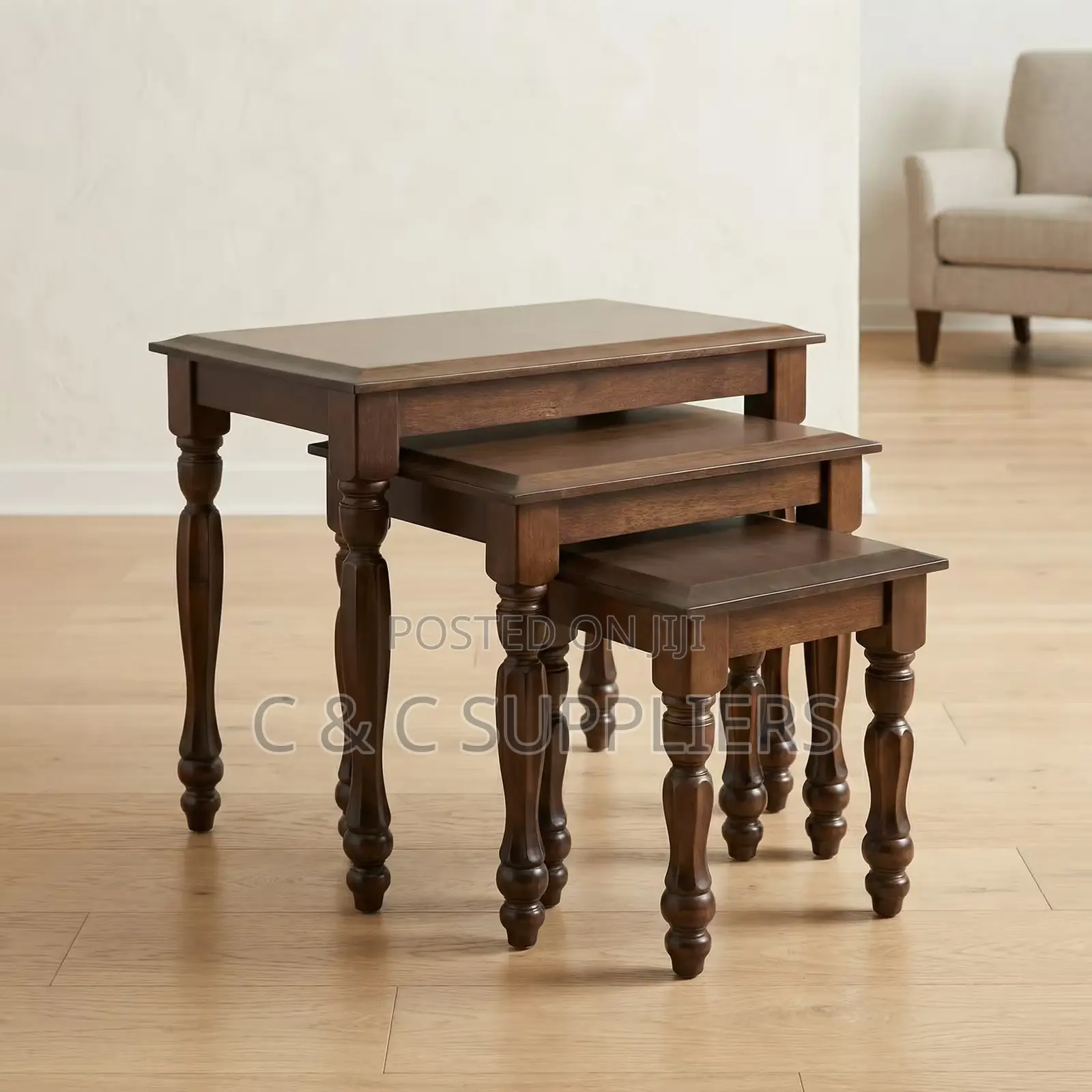 3-Piece Mahogany Nest of Stools