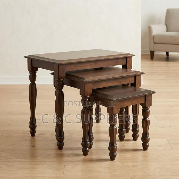 3-Piece Mahogany Nest of Stools - thumbnail 4