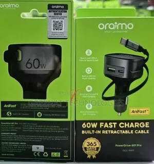 Oraimo PowerDrive 60W Fast Charge Car Charger With Retractable Cable