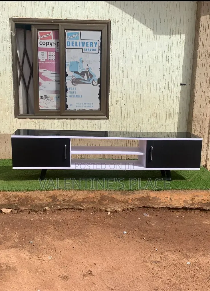 Contemporary Black and White Media Console /5ft TV Stand