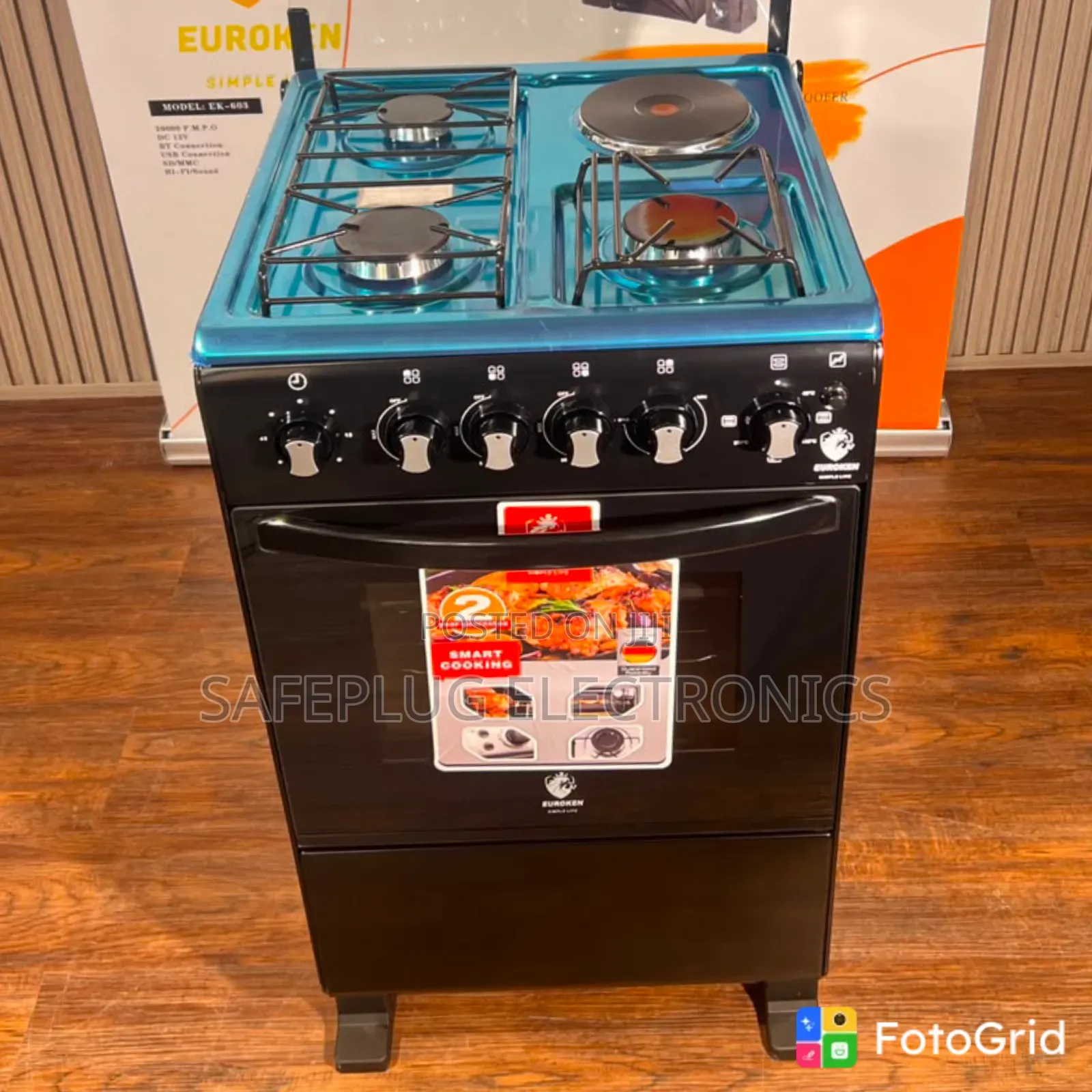 Euroken 50×55 3+1 Cooker – Modern Multi-Burner Gas Stove
