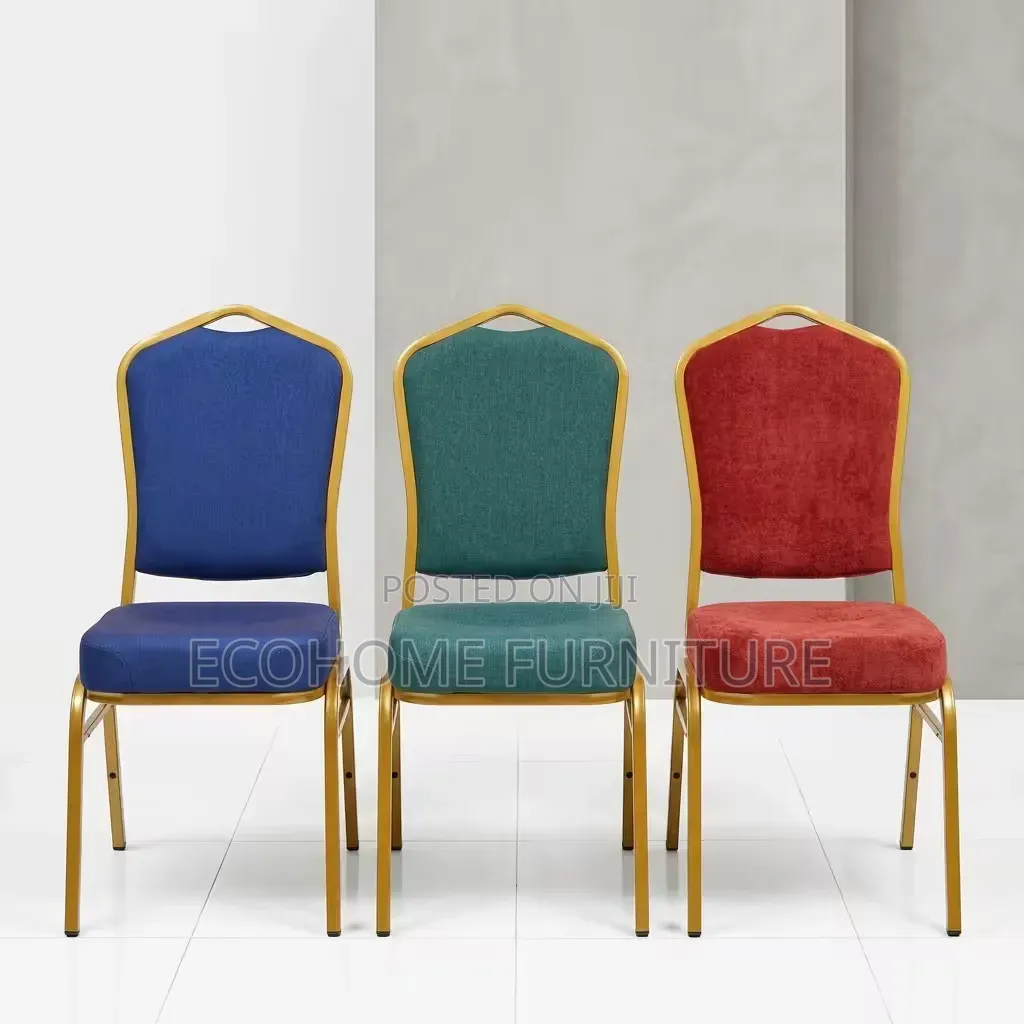 Conference Chair Red Fabric With Gold Frame