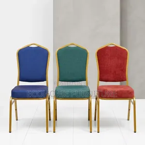 Conference Chair Red Fabric With Gold Frame