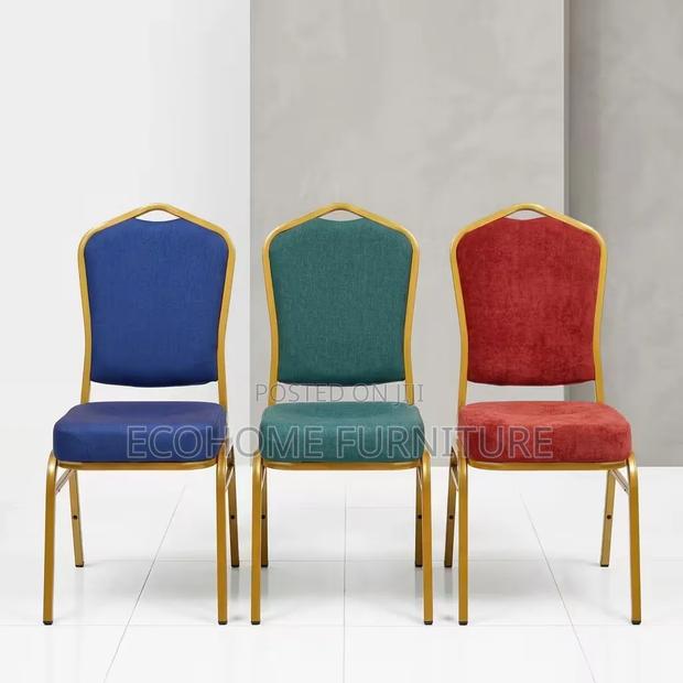 Conference Chair Red Fabric With Gold Frame