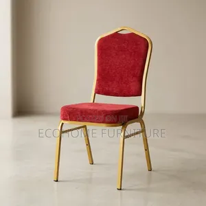 Conference Chair Red Fabric With Gold Frame