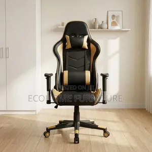 Gaming Chair Black Gold Ergonomic With Footrest