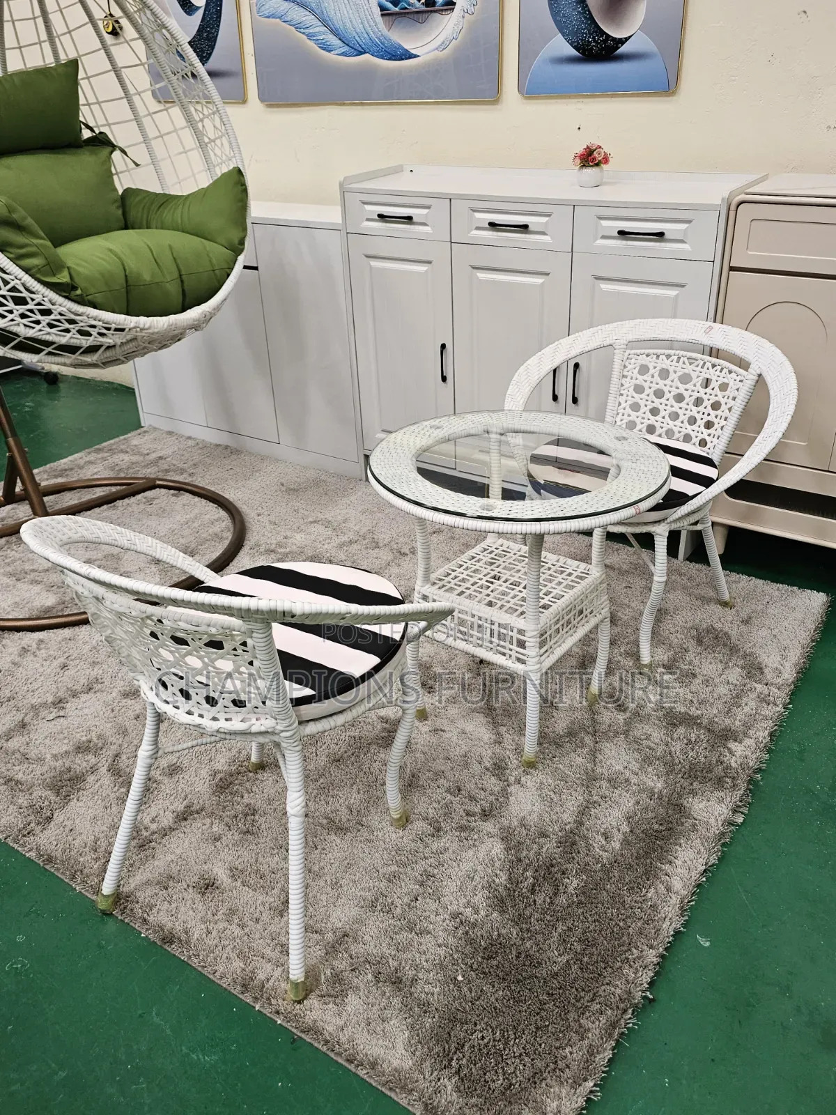Rattan Egg Swing and Balcony Set