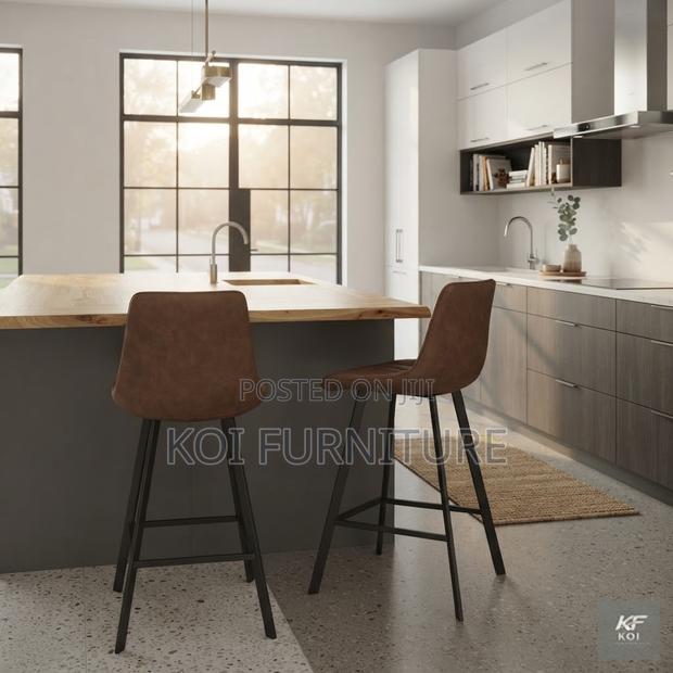 Barstools; Leather Home Counter Barstool - thumbnail 2