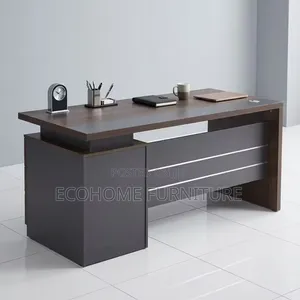 1.4m Office Desk Executive Modern Brown Grey With Storage