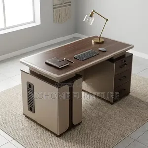 1.4m Office Desk Executive Modern White Wood With Storage