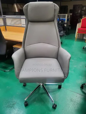Grey Executive Office Chair With Integrated Headrest