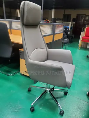 Grey Executive Office Chair With Integrated Headrest