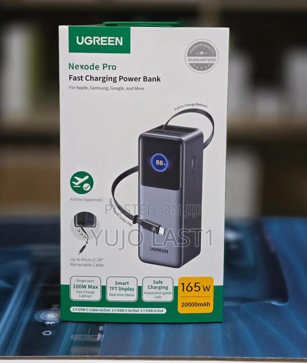 Ugreen Nexode Power Bank PB726 20,000mAh, 165W With Retractable Cable