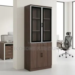 Office Cabinet Wooden 2 Door Glass Display With Storage
