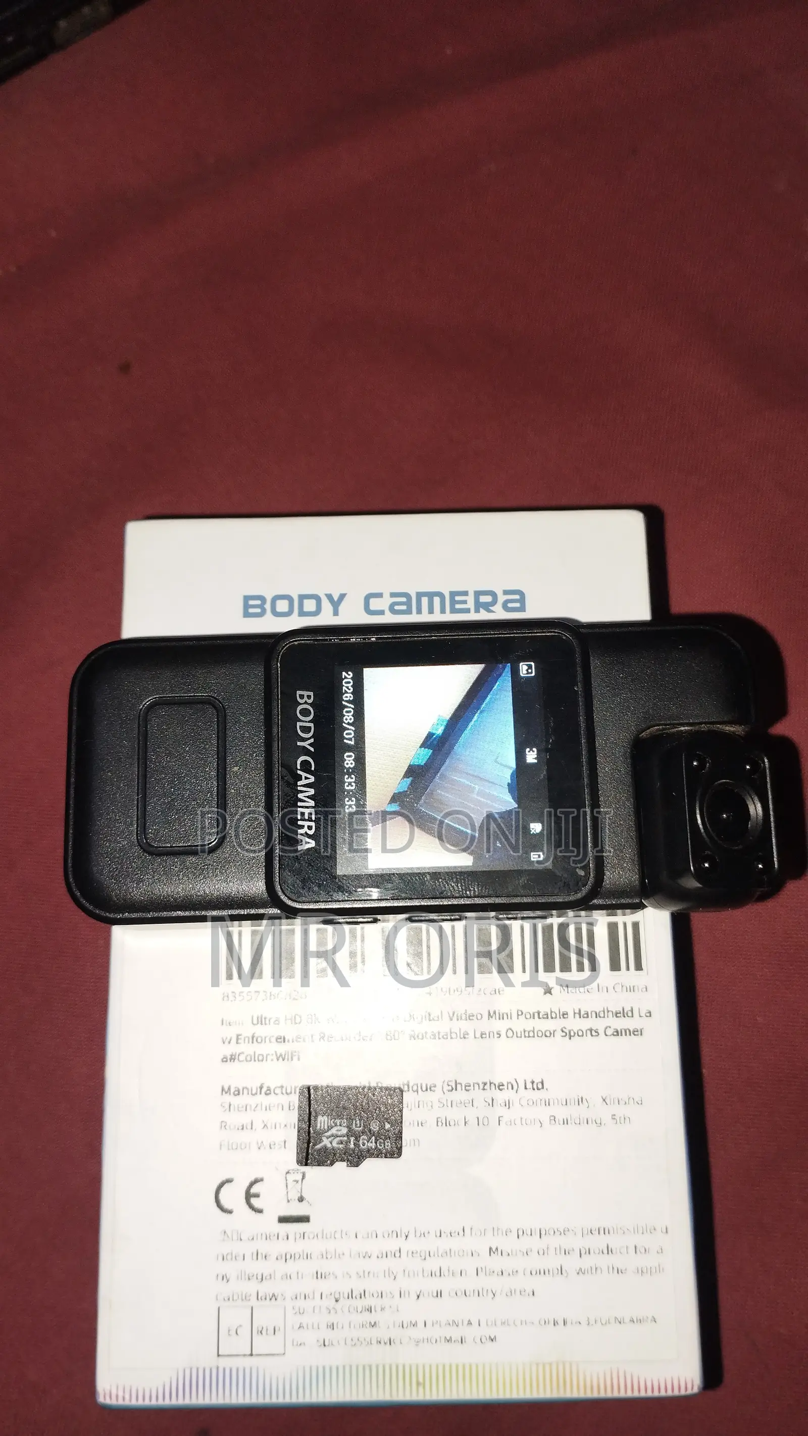 Mini Body Worn Camera With Infrared Night Vision, Rotating Lens