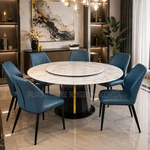 Six-Seater Marble Round Dining Table