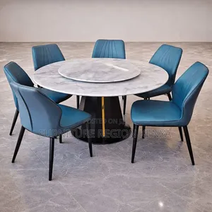 Six-Seater Marble Round Dining Table
