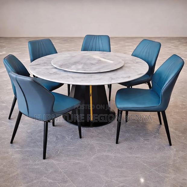 Six-Seater Marble Round Dining Table - thumbnail 3