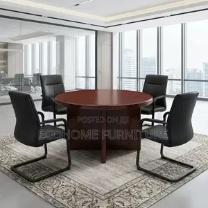 Boardroom Table Round Wooden 4 Seater With Office Chairs
