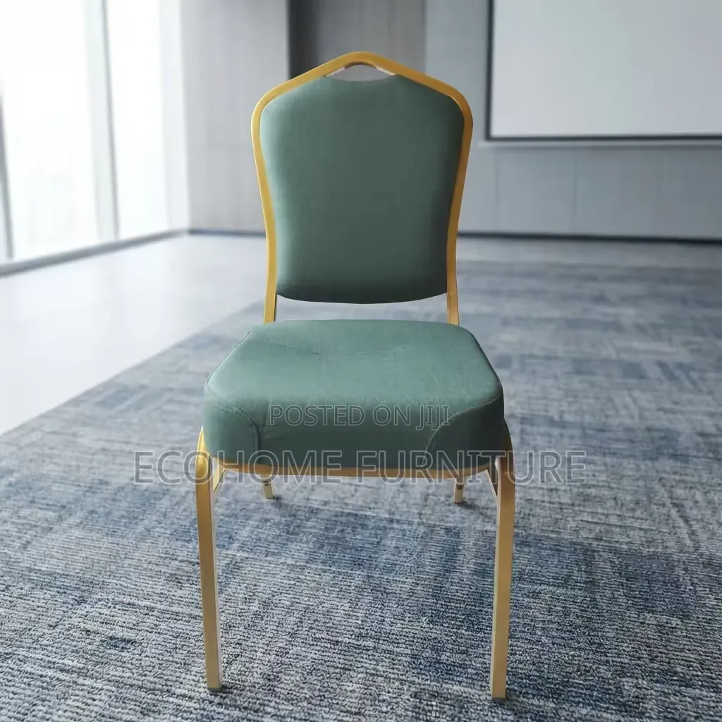 Banquet Chair Padded Green With Gold Frame