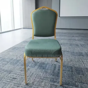 Banquet Chair Padded Green With Gold Frame