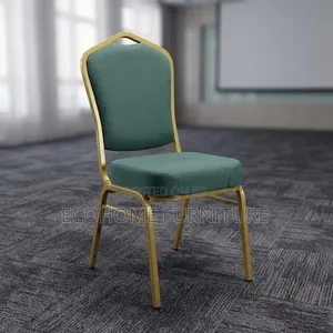 Banquet Chair Padded Green With Gold Frame