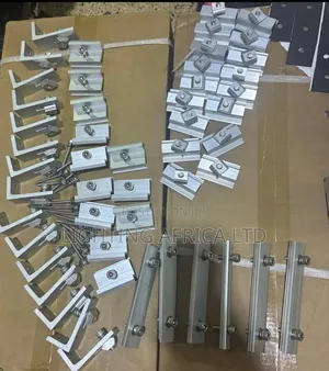 Aluminum Set of Mounting Solar Rails for One Panel End and Mid Clamp