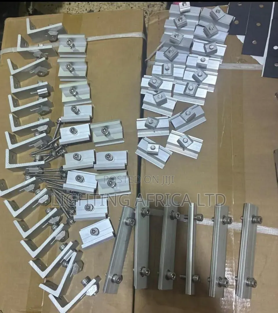 Aluminum Set of Mounting Solar Rails for One Panel End and Mid Clamp