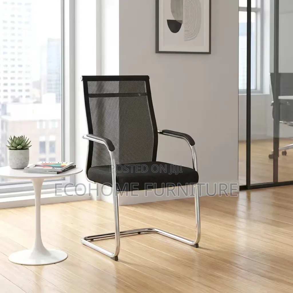 Visitor Chair Mesh Back With Chrome Frame Armrests