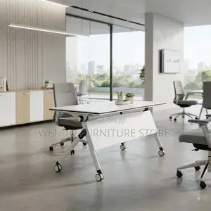 Office Desk; 1200mm White Foldable Conference Writing Table