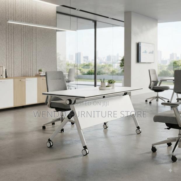 Office Desk; 1200mm White Foldable Conference Writing Table - thumbnail 2
