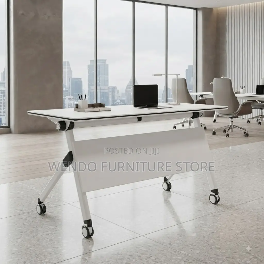 Office Desk; 1200mm White Foldable Conference Writing Table