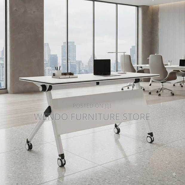Office Desk; 1200mm White Foldable Conference Writing Table - thumbnail 3