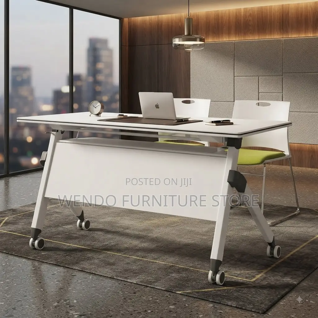 Office Desk; 1200mm White Foldable Conference Writing Table