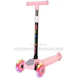 Height Adjustable Kids 3 Wheeler Scooter With Led Lights-Pink