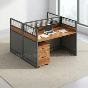 Office Brown 2-Way Workstation Desk.