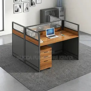 Office Brown 2-Way Workstation Desk.