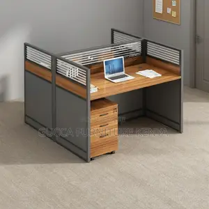 Office Brown 2-Way Workstation Desk.