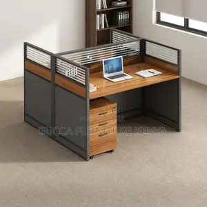 Office Brown 2-Way Workstation Desk.